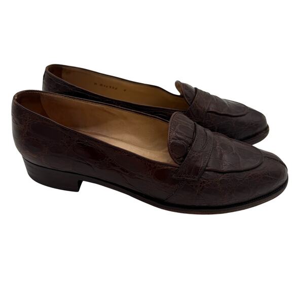 Tanino Cirsci Crocodile Leather Preppy Vintage Loafers Brown Old Money 7 - Picture 1 of 5
